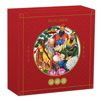 Fu Lu Shou - 5 Oz - stříbrná sběratelská mince (delivery 23.6)