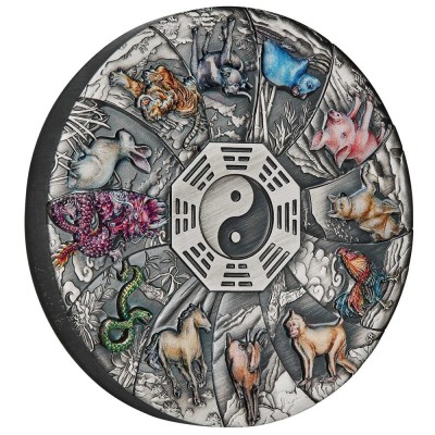 12 Lunar Animals - 5 Oz- silver coloured antique coin (delivery 29.9.)