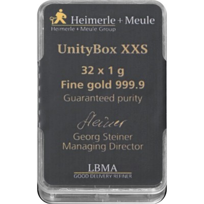 Heimerle + Meule Unity Box - 32 x 1g - investeringsbarrer i gull