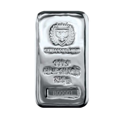Germania Mint - 250g - investeringsbarrer i sølv
