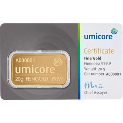 Umicore - 20 g - investeringsgullbarre