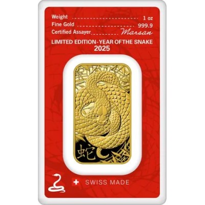 Argor Heraeus - 1 Oz - Year of the Snake (2025) - Gold Bar