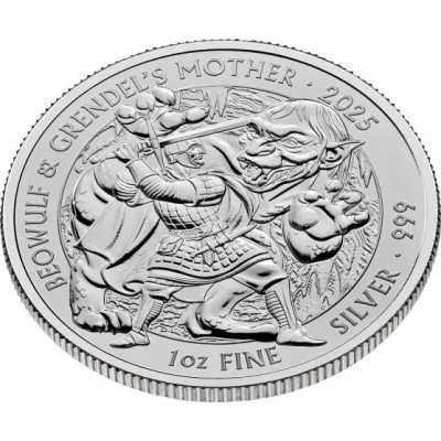 Myter og legender - Beowulf og Grendels mor - 1 Oz - sølv investeringsmynt