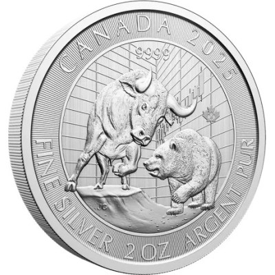 Bull and Bear (2025) - 2 Oz - sølv investeringsmynt