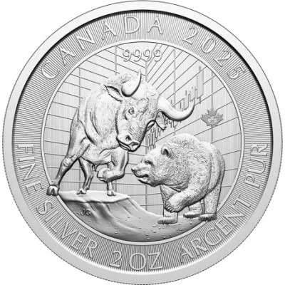 Bull and Bear (2025) - 2 Oz - sølv investeringsmynt