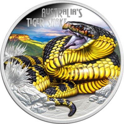 Australsk tigerslange - 1 Oz sølv bevis samlemynt