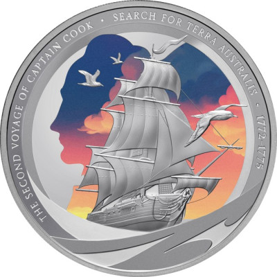Captain Cook - Druhá plavba - 1 Oz - stříbrná sběratelská mince