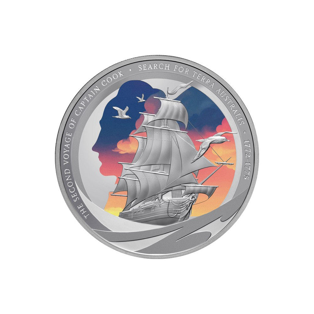 Captain Cook - Druhá plavba - 1 Oz - stříbrná sběratelská mince