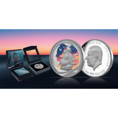 Captain Cook - Druhá plavba - 1 Oz - stříbrná sběratelská mince