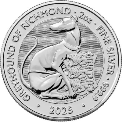 Tudor Beasts Greyhound of Richmond - 2 Oz - Sølv investeringsmynt
