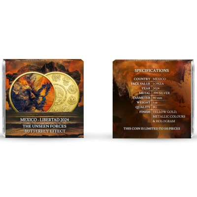 Mexico Libertad - Sommerfugleffekt (2024) - 1 Oz - Samlermynt i sølv
