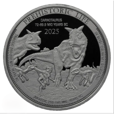 Carnotaurus (forhistorisk liv) 2025 - 1 Oz - Sølv investeringsmynt