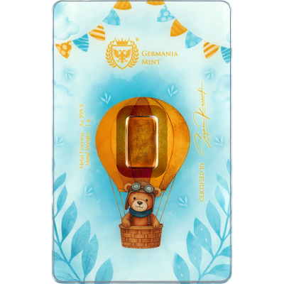 Germania Mint - Barnets fødsel (gutt) - 1g - gylden gavebarre