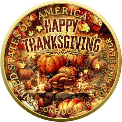 American Eagle, Happy Thanksgiving Day - 1 Oz - Sølv samlemynt
