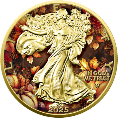 American Eagle, Happy Thanksgiving Day - 1 Oz - Sølv...