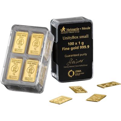 Heimerle + Meule Unity Bar 100 x 1 g - investeringsbarrer i gull